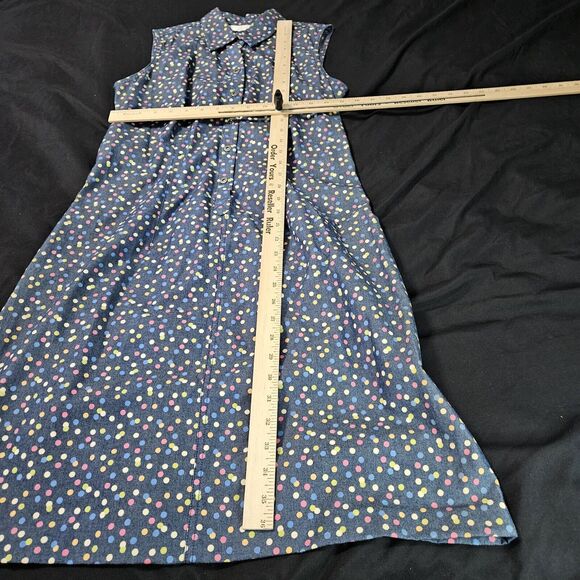 Liz Claiborne Womens Dress Multi-Color Size 8 100% Cotton Sleeveless Polka Dot - Picture 4 of 12